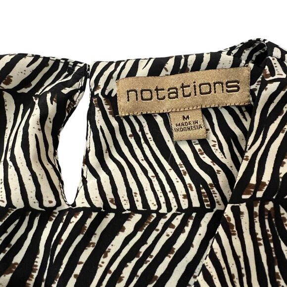 Notations MEDIUM Zebra Print Paint Splatter Stripe Detail Keyhole Back Blouse - Picture 7 of 13